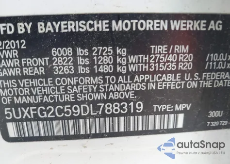 2013 BMW X6 xDrive35I из США, поврежденный, VIN 5UXFG2C59DL788319